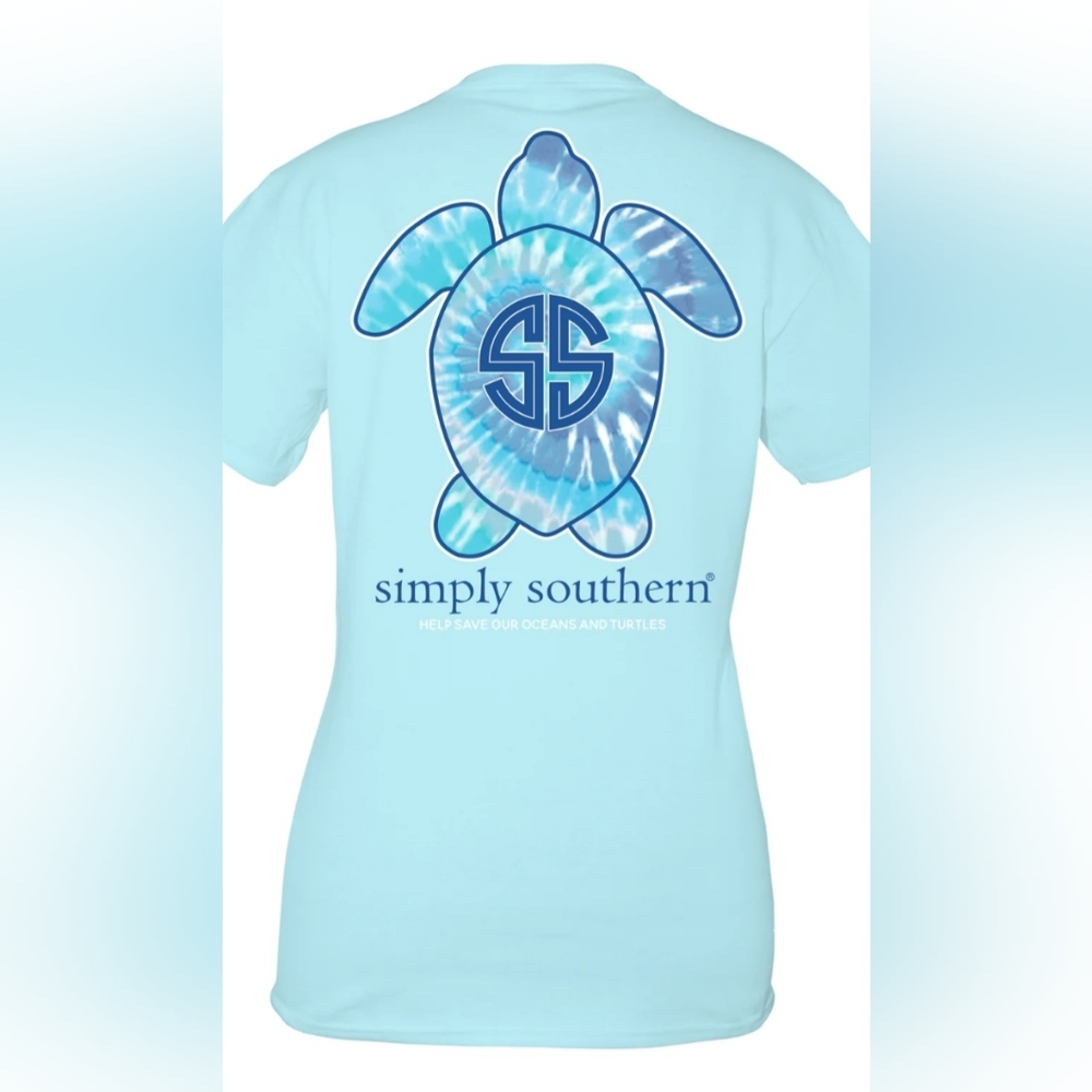 Simply Southern Save The Turtles Tie-Dye Logo Ice T Shirt Classic Boho Size L